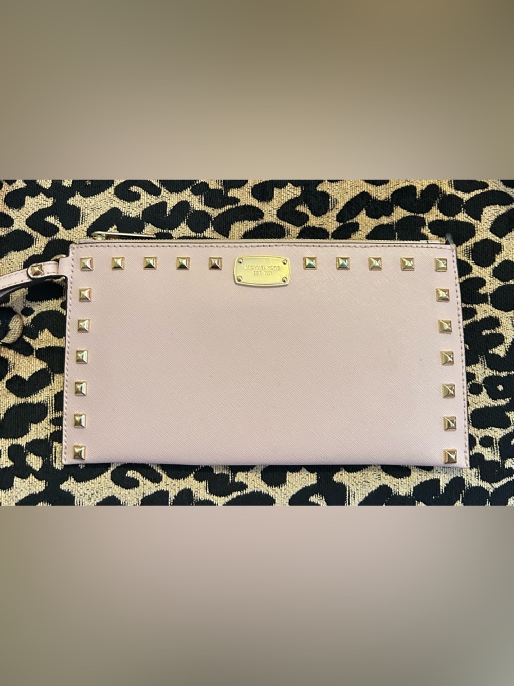 MK Sandrine stud large leather zip clutch wallet